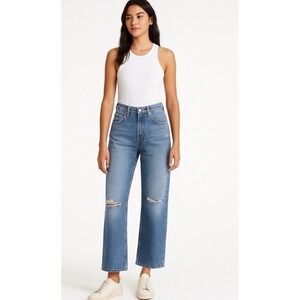 NEW Edwin Kali Ankle Jeans 29 Quest Distressed Organic Cotton High Rise Wide Leg